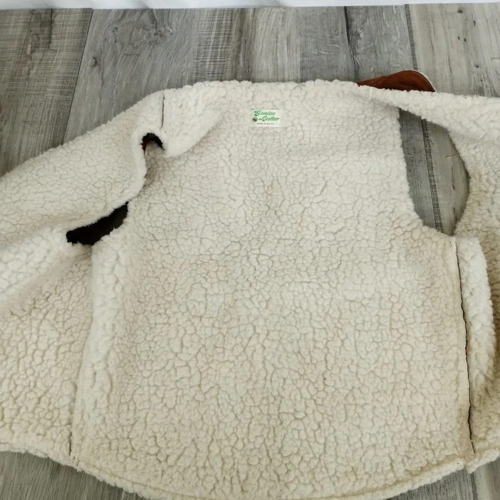 Vest Suede Leather Sherpa lined Men's size 46 Made in Mexico